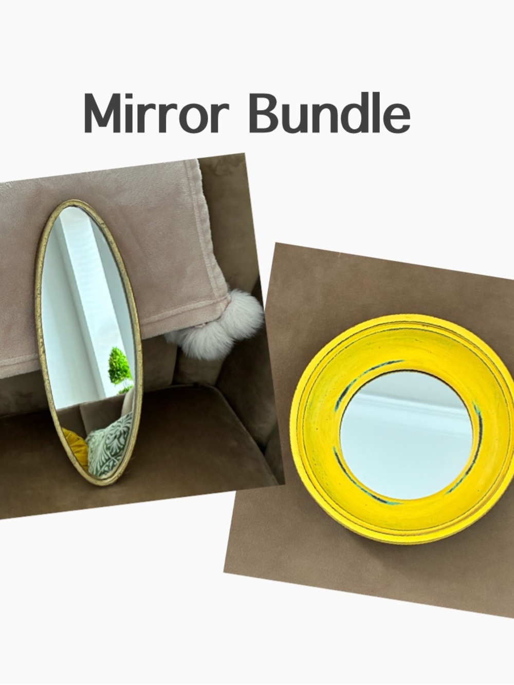 Set of Yellow and Gold Tone mirrors